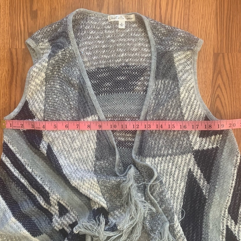 Blue gray Sleeveless Open Draped Vest M - Picture 4 of 14